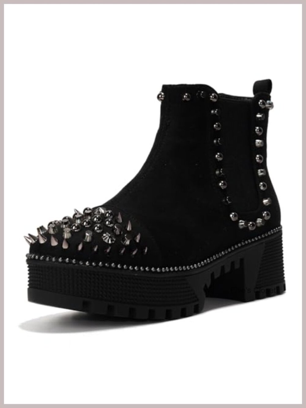 Spiky Platform Combat Boots with Studs - Pull-On Style